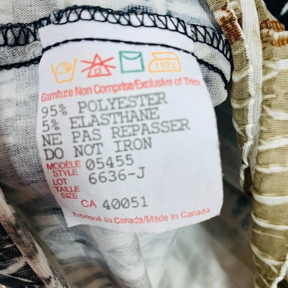 Frank Lyman Blk/Tan Ruffle Butterfly Short Sleeve Top V Neck/Scoop Back Wms Sz 6 - Picture 16 of 16